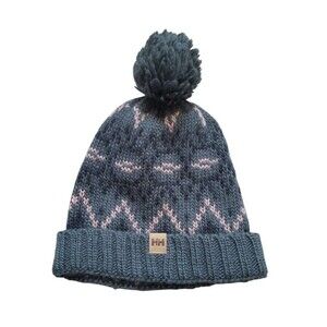 Helly Hansen Beanie Winter Hat Womens OSFM Multicolor Pom Pom Knit Wool Blend
